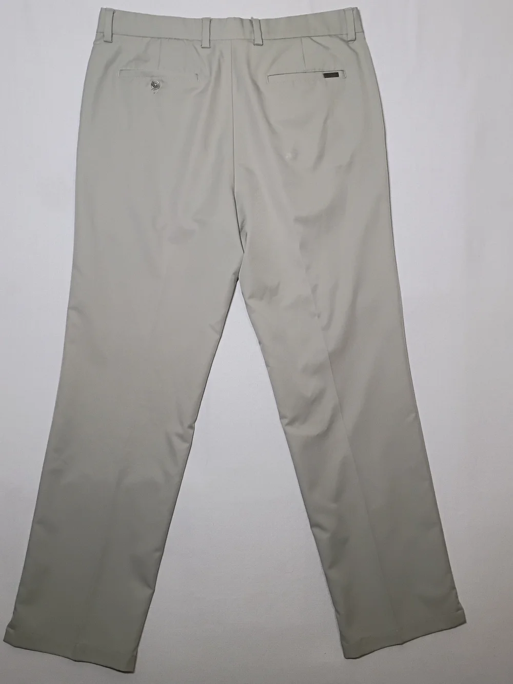 Greg Norman For Tasso Elba Mens Slim Fit Trousers 34X32 Beige Flat Front
